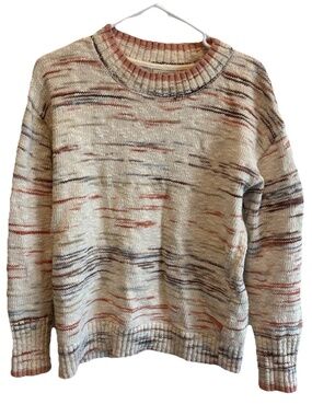 Share LL Bean Cream Multicolor Sweater 100% Cotton Size Medium
